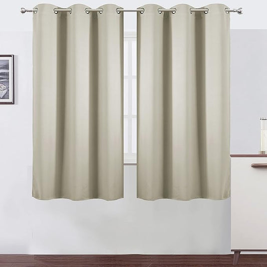 LEMOMO Light Beige Thermal Blackout Curtains/38 x 63 Inch/Set of 2 Panels Room