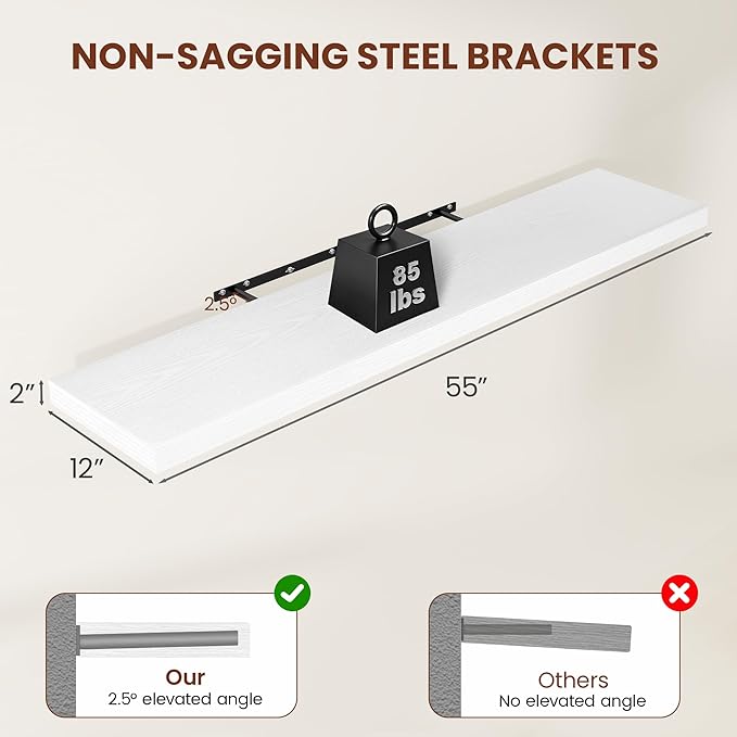 Vivelove 24/36/48/55 Inch Floating Shelves