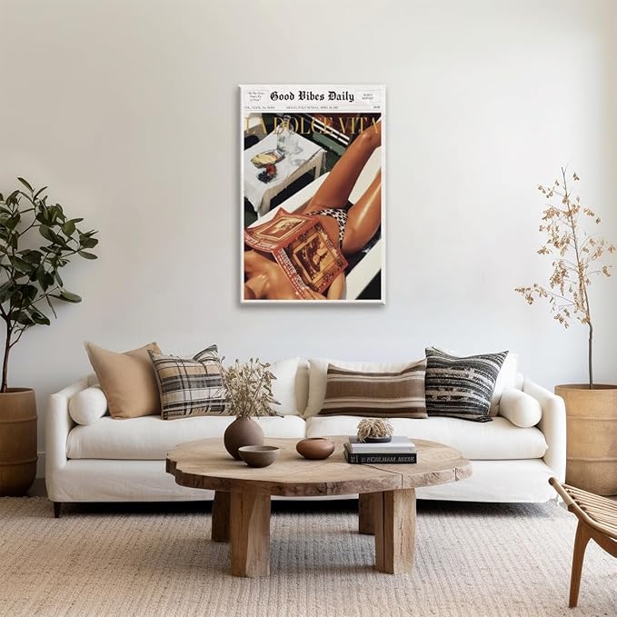 Trendy Newspaper Posters Vintage Good Vibes Daily Wall Art 60s La Dolce Vita
