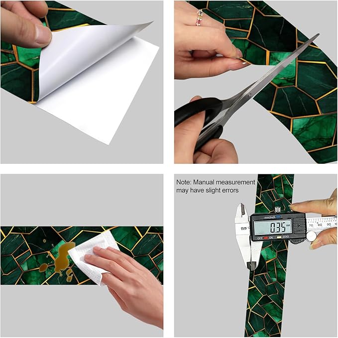 HOMETITUTE Wallpaper Border Peel and Stick Wall Border Emerald Tile Geometric
