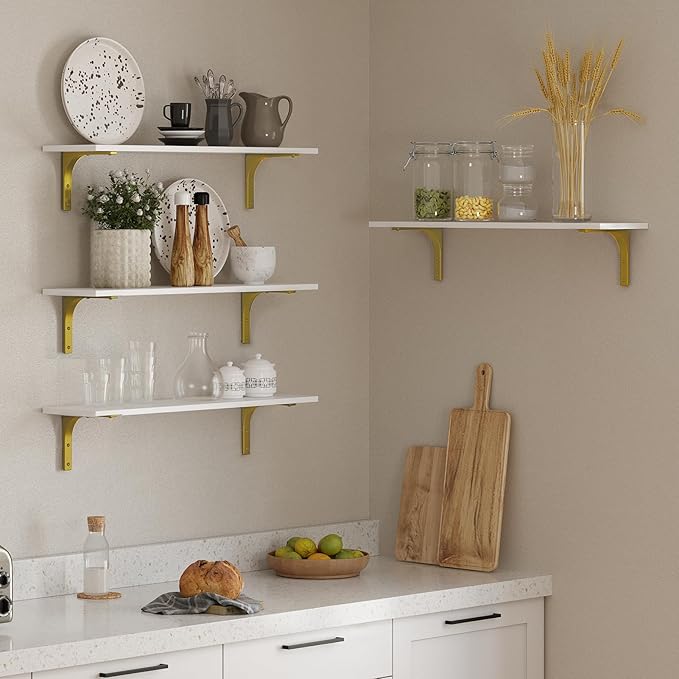 DINZI LVJ Long Wall Shelves, 31.5" Wall Mounted Shelves Set of 4, Large