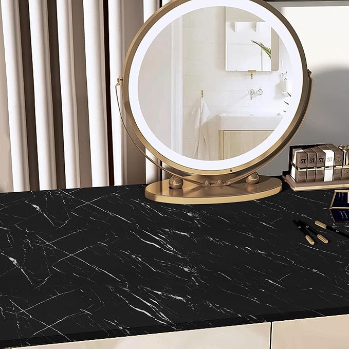 Abyssaly Black Marble Contact Paper Peel and Stick Countertops Waterproof Matte