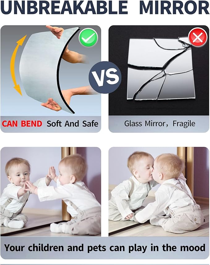 Wall Mirrors for Bedroom Door, Unbreakable Full Length Wall Mirrors Tiles
