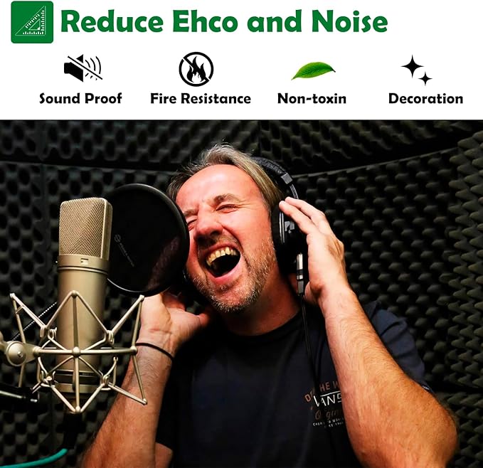 6 Pack 1.5"X12"X12" Acoustic Foam, Self Adhesive Sound Proof Egg Crate Foam