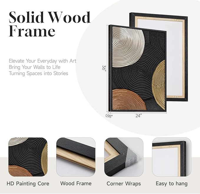 Large Framed Abstract Circles Wall Art Set of 2