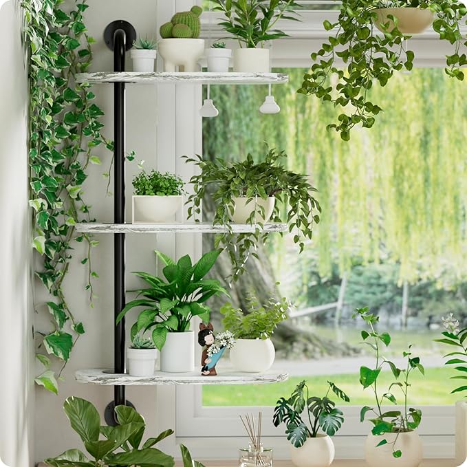 Rotating Window Plant Shelves 3-Tier, Wooden Window Shelf