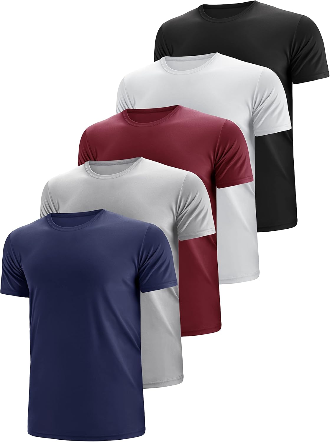 Skiennix Men's Tech Performance Crew T-Shirts - Moisture Wicking & Quick Dry | 3 & 5 Pack