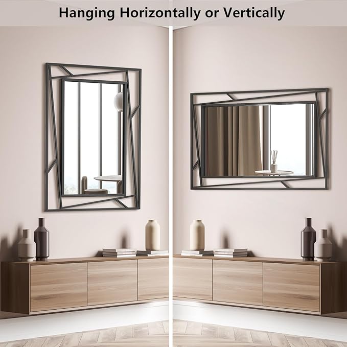 Rectangular Wall Mirror, Hang Horizontally or Vertically
