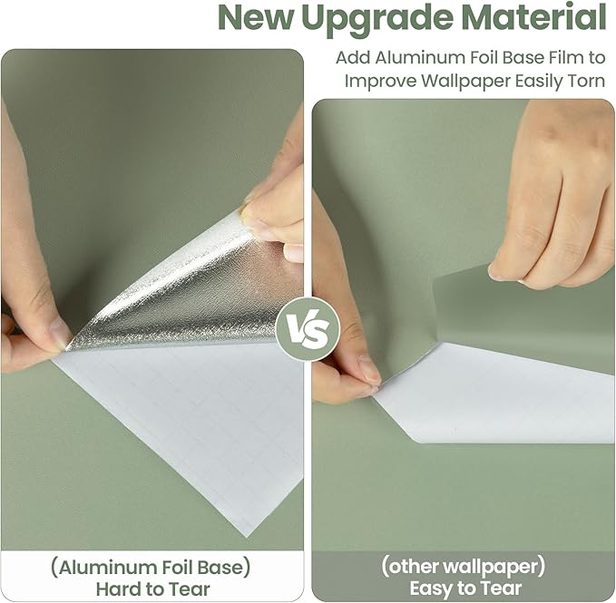 practicalWs Sage Green Wallpaper Stick and Peel Green Contact Paper 17.7'' x
