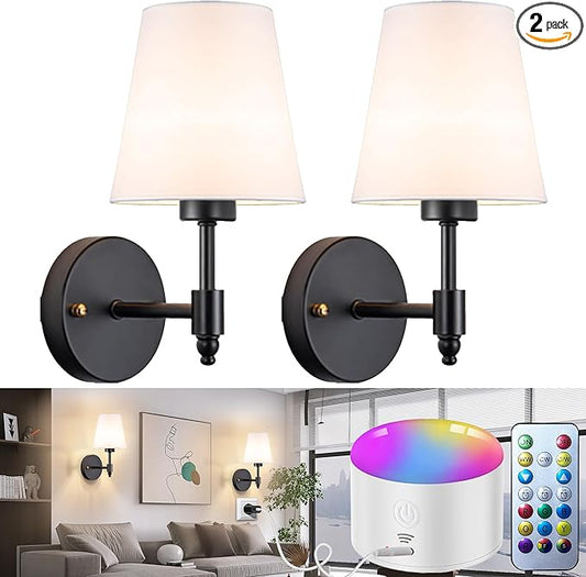 YHCDLAMP Battery Operated Wall Sconces Set of Two, Rechargeable Wireless Wall