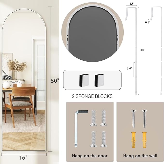 Door Mirror, Arched Full Length Mirror Over The Door, Wall Mirrors