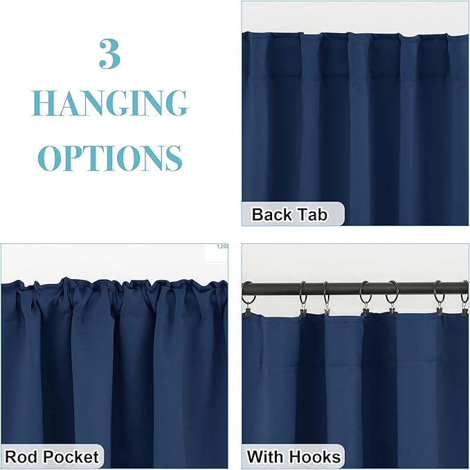 RYB HOME Blackout Curtains for Living Room, Privacy Thermal Insulating Window