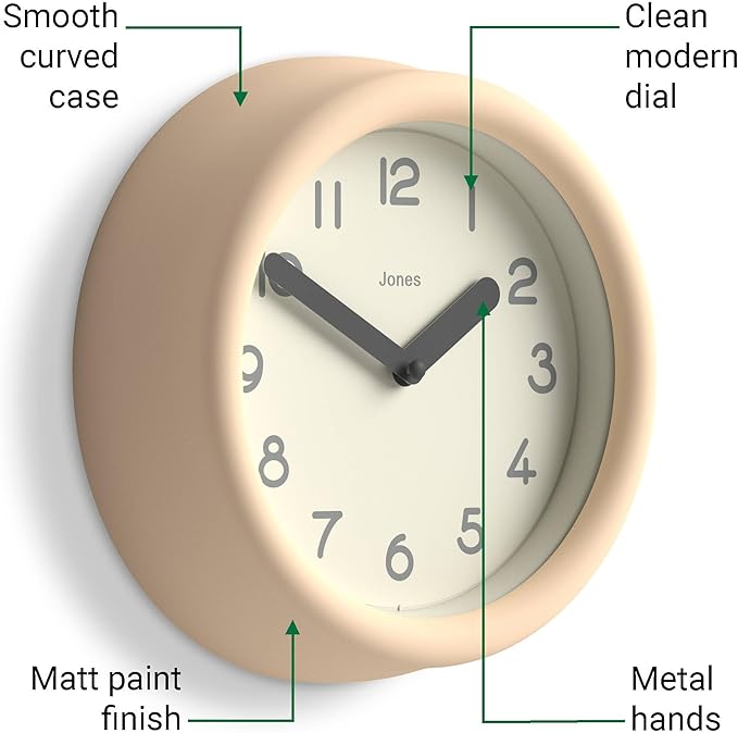 JONES CLOCKS® Fuze wall Clock | Small Round Clock | Beige | Playful Modern