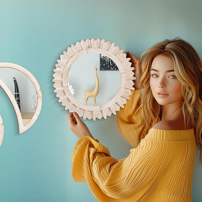 WAKOSAN Wall Mirror, Moon Phase Mirror Set, Wall Decor
