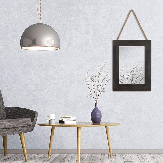 Rectangle Wall Mirror for Bathroom, Distressed White Wood Decor