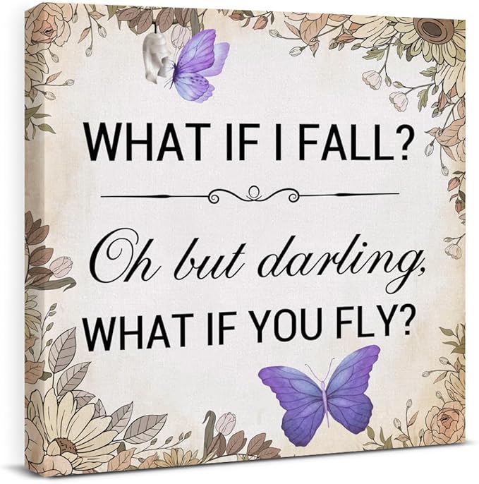 Inspirational Purple Butterfly Wall Art Decor, What If You Fly Motivational
