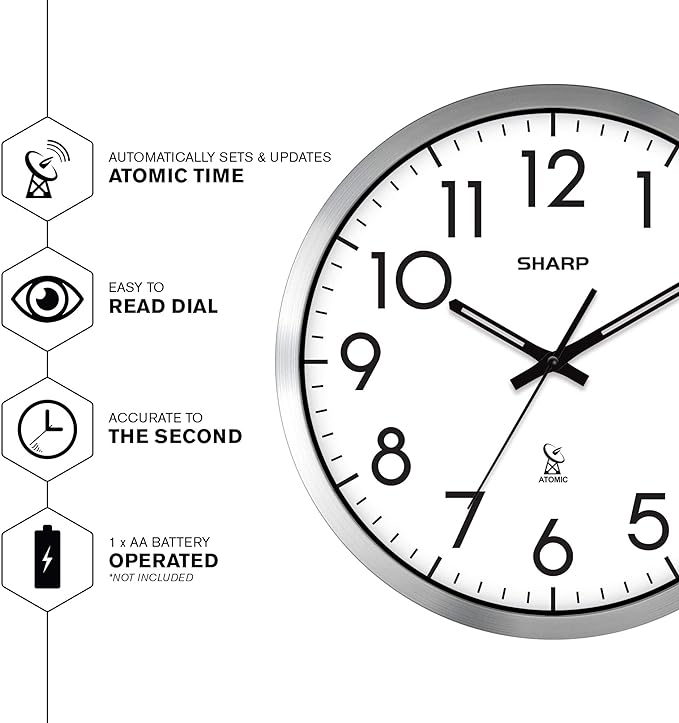 Sharp Atomic Analog Wall Clock