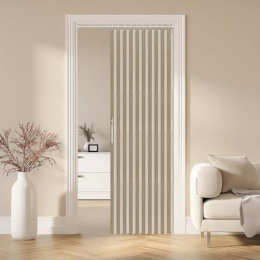 AJAZZ 100% Blackout Magnetic Door Curtain Accordion Doors Interior Folding
