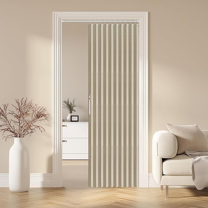 AJAZZ 100% Blackout Magnetic Door Curtain Accordion Doors Interior Folding