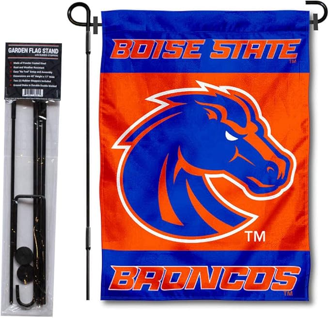 College Flags & Banners Co. Boise State Broncos Garden Flag with Pole Stand Holder