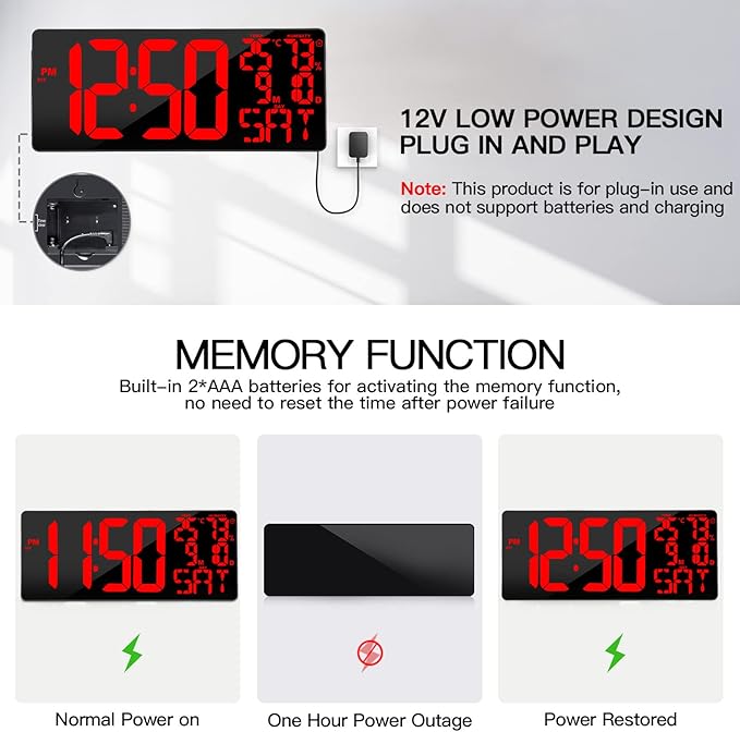 18" Large Digital Wall Clock