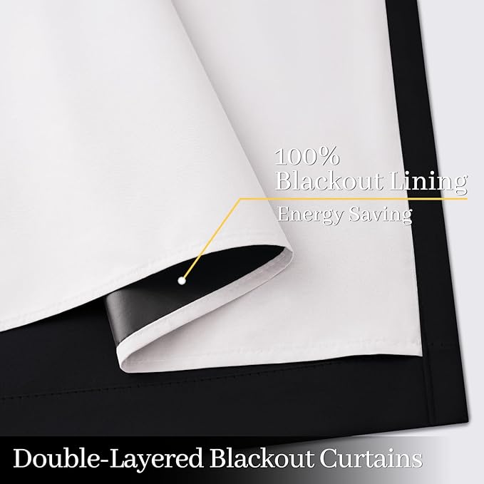 Yakamok 100% Blackout Curtain Panels 96 inches Cold and Light Blocking Drapes
