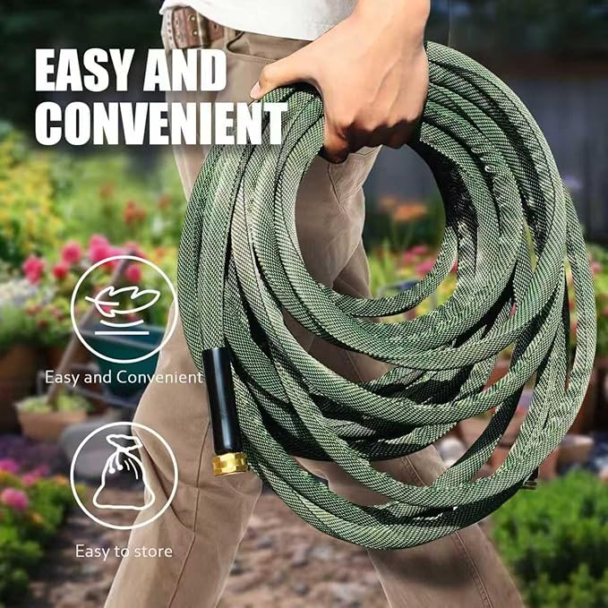 Garden Hose 15FT, Heavy Duty Water Hose with Aluminum Fittings, Puncture Proof All-weather, Ultra-Lightweight and Flexible, Watering and Cleaning for Outdoor, Lawn