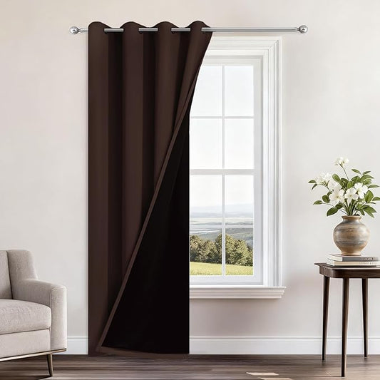 Yakamok 100% Blackout Curtains 96 Inches Long, 2 Thick Layers Heat and Full