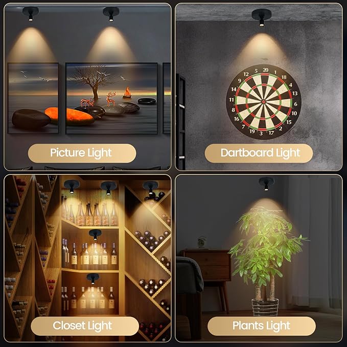HAMVIDNE LED Spotlights, Rechargeable Battery Picture Lights, Uplighting Indoor