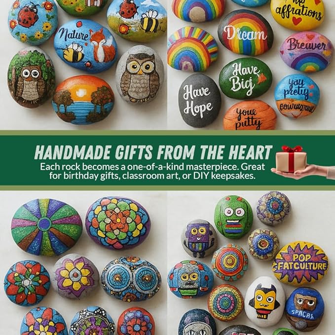 PGN 40 Large River Rocks for Painting - Stimulate Your Children’s Creativity with Our Painting Rocks for Kids - Flat and Smooth - Fun & Engaging Rock Painting with The Family - 2-4 Inches