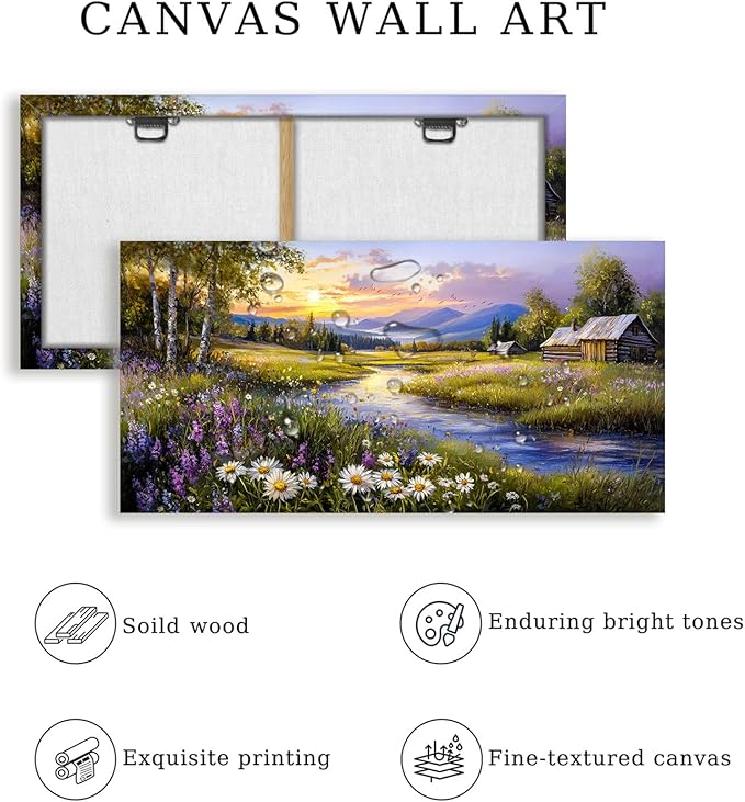 SERIMINO Large Wall Art for Living Room, River Landscape Wall Art, Meadow