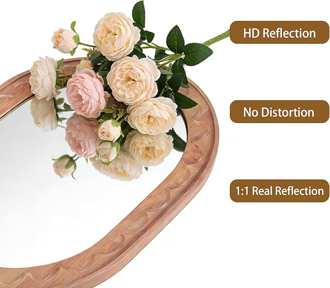 Wood Bathroom Mirror, 30 x 18 Inch Wood Wall Mirror