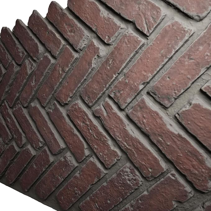 EverStone Herringbone Faux Brick Panel, 46 1/2"W x 25 1/4"H x 1"D, Stratus Color