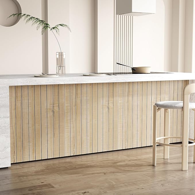 VEELIKE Sand Birch Wood Wall Panels Peel and Stick Distressed Wood Grain Slat