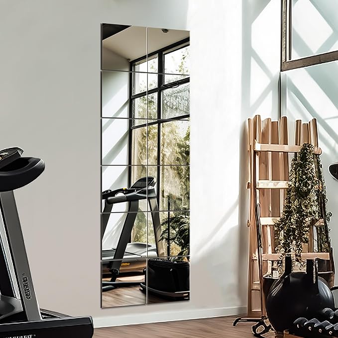 TRAHOME Home Gym Mirror Tiles for Wall, Living Room, Over The Door