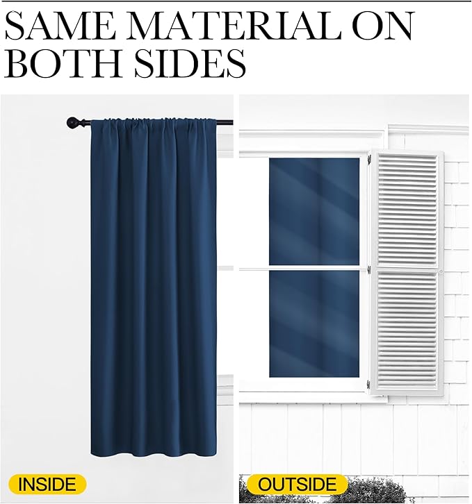 NICETOWN Window Curtains for Bedroom, Moroccan Blue, 2 Panels, W42 x L48 -Inch