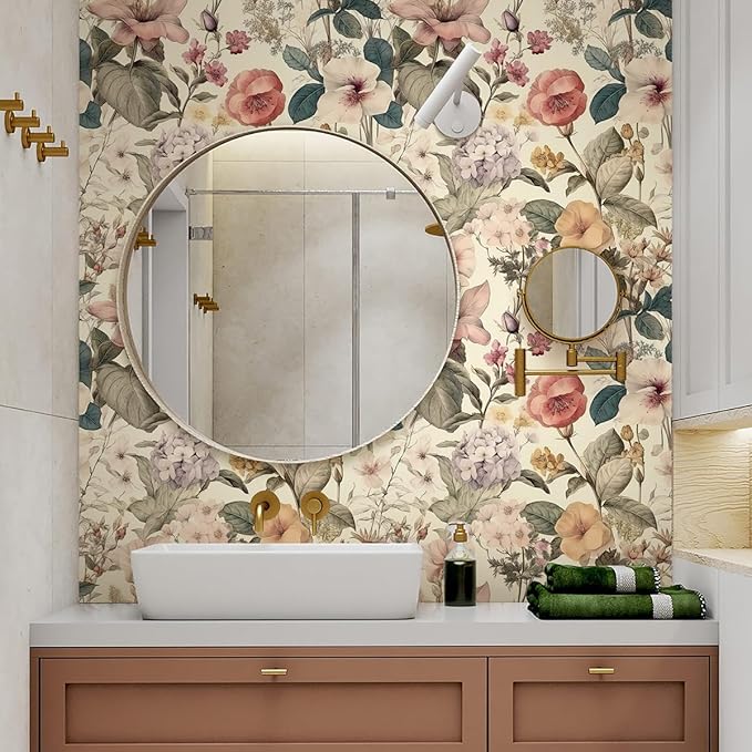 Jeweluck Floral Wallpaper Peel and Stick Vintage Floral Contact Paper Peel and