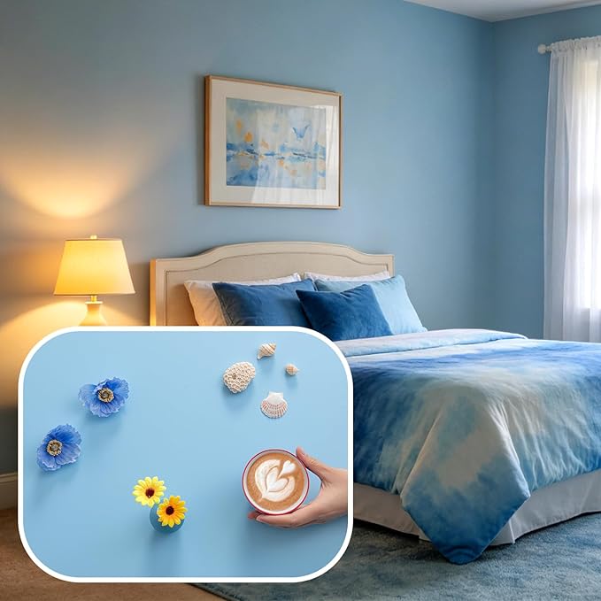 FUKU MON Light Blue Matte Contact Paper, Self-Adhesive Peel and Stick Wallpaper