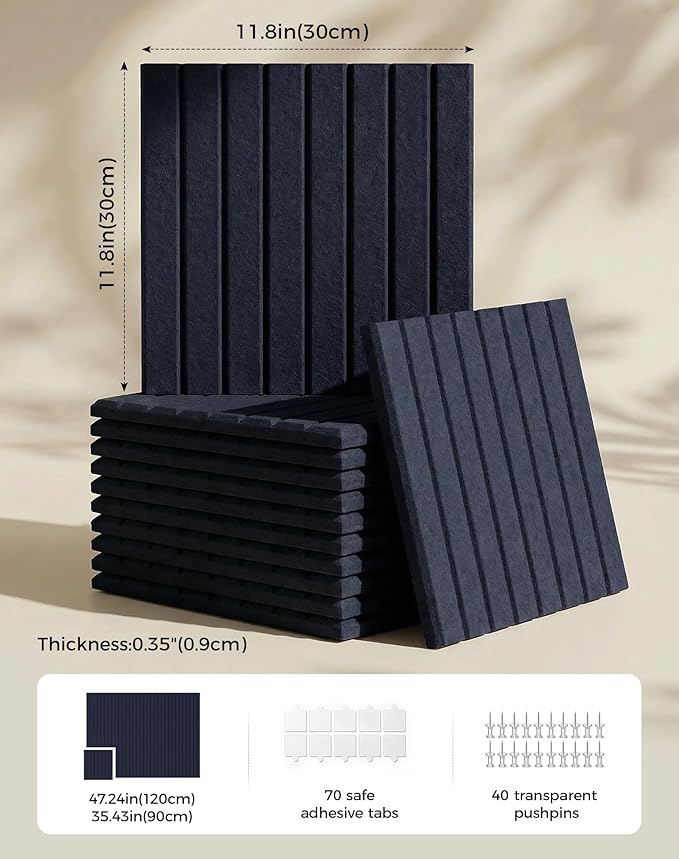 Aothia 12-Pack Felt Bulletin Board Tiles 48"x36", Modular Pin Board