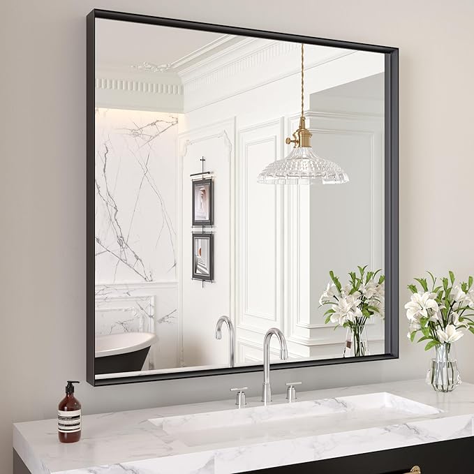 LOAAO Black Bathroom Mirror 36"X36"