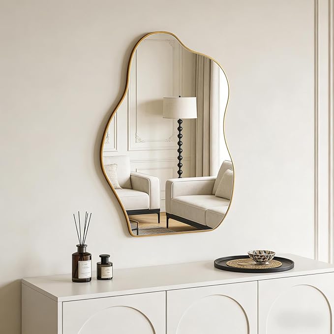 Ruomeng Irregular Wall Mirror Asymmetrical Mirror, Modern Decorative Wall Decor