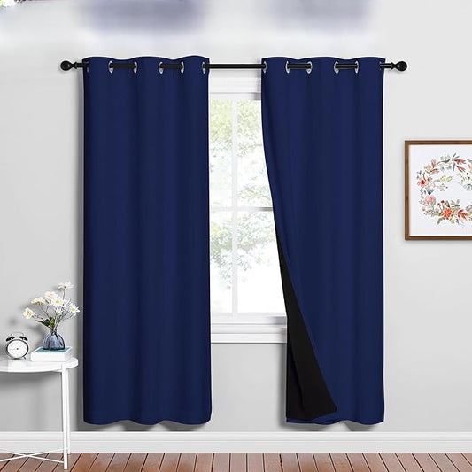 NICETOWN 100% Blackout Window Curtain Panels, Royal Blue, 2 Pieces, 42-inch