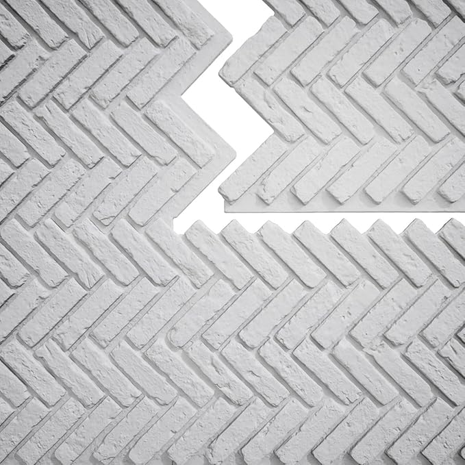 EverStone Herringbone Faux Brick Panel, 46 1/2"W x 25 1/4"H x 1"D