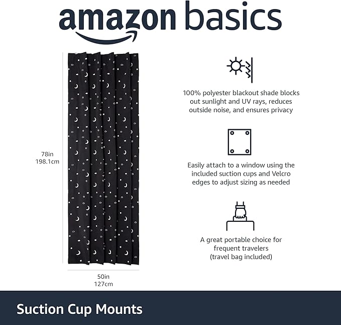 Amazon Basics Portable Room Darkening Blackout Curtain Shade
