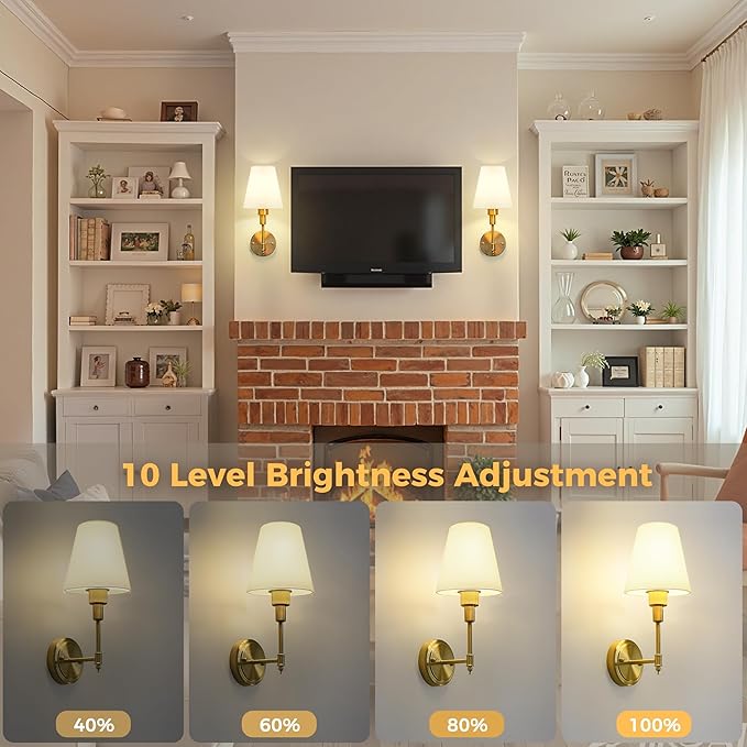 DORESshop Battery Operated Wall Sconce Set of 2, Wall Light Wireless Easy to