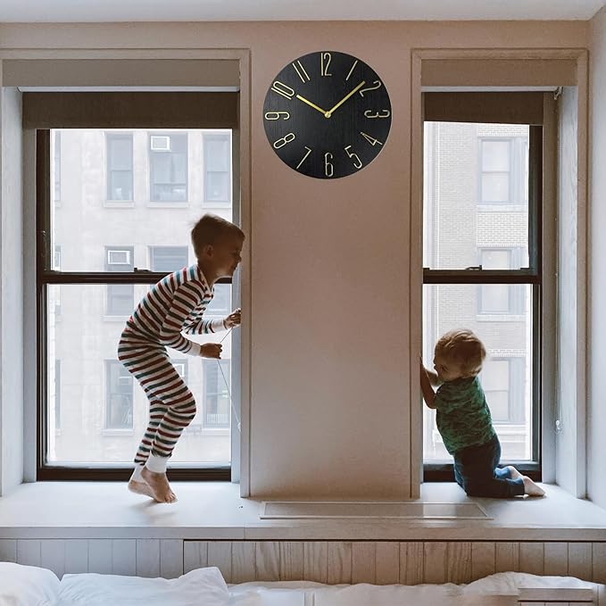 Wall Clock, Silent Clock, Wall Clocks Battery Operated， 12 inch Modern Wall