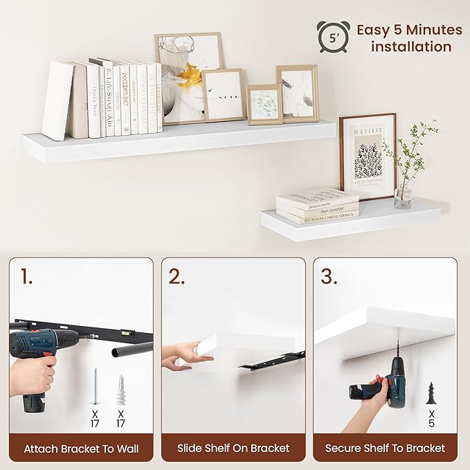Vivelove 24/36/48/16 Inch Floating Shelves