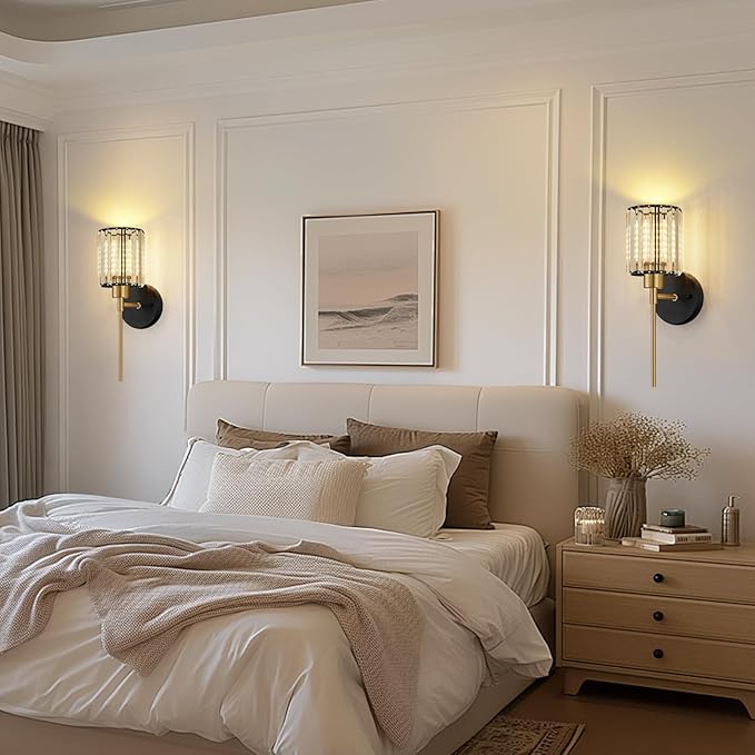 Crystal Battery Operated Wall Sconces, 12 Colors and 3CCT Dimmable Crystal Wall
