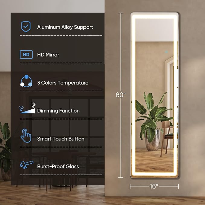 DUMOS 16"×60" LED Full Length Mirror