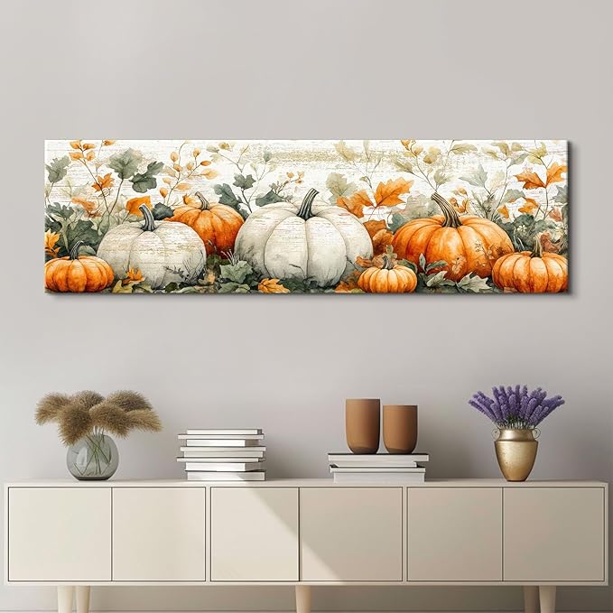 Pumpkin Canvas Wall Art Fall Picture Botanical Wall Decor